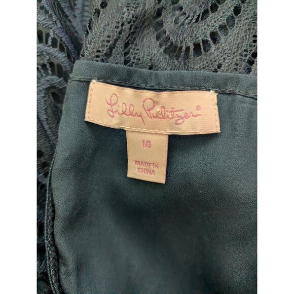 Lilly Pulitzer Sz 14 HERA Navy Blue Scalloped Lace Dress - Picture 10 of 11
